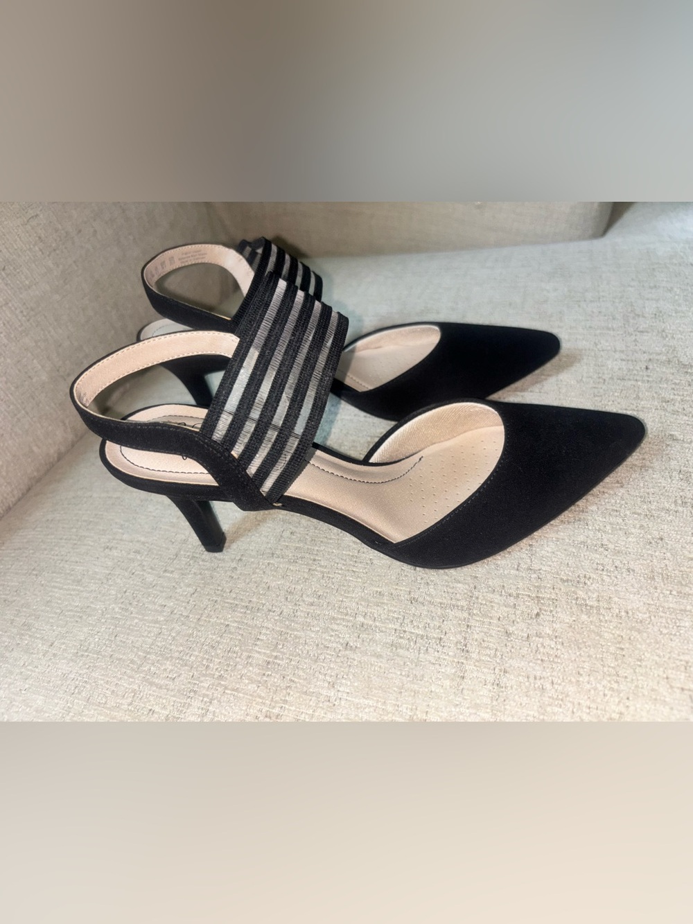 LifeStride Soft System Black Pointed Toe Slingback Heels 8.5 Office Work Pumps - Picture 7 of 10